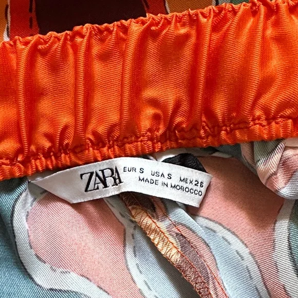 Zara Orange and Teal Maxi wide pants - Picture 2 of 2